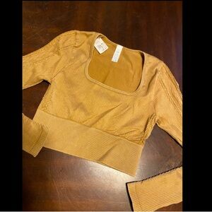 Aerie Camel Ribbed Blouse